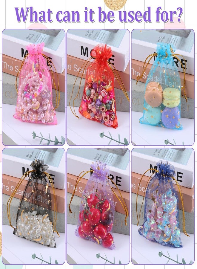 SHENLIU 500 Pcs 5x7inches Moon Organza Mesh Jewelry Bags bulk with Drawstring, Multi Colored Small Gift Bags Jewelry Pouch for Birthday Wedding Baby Shower Festival Party Favor - Image 5